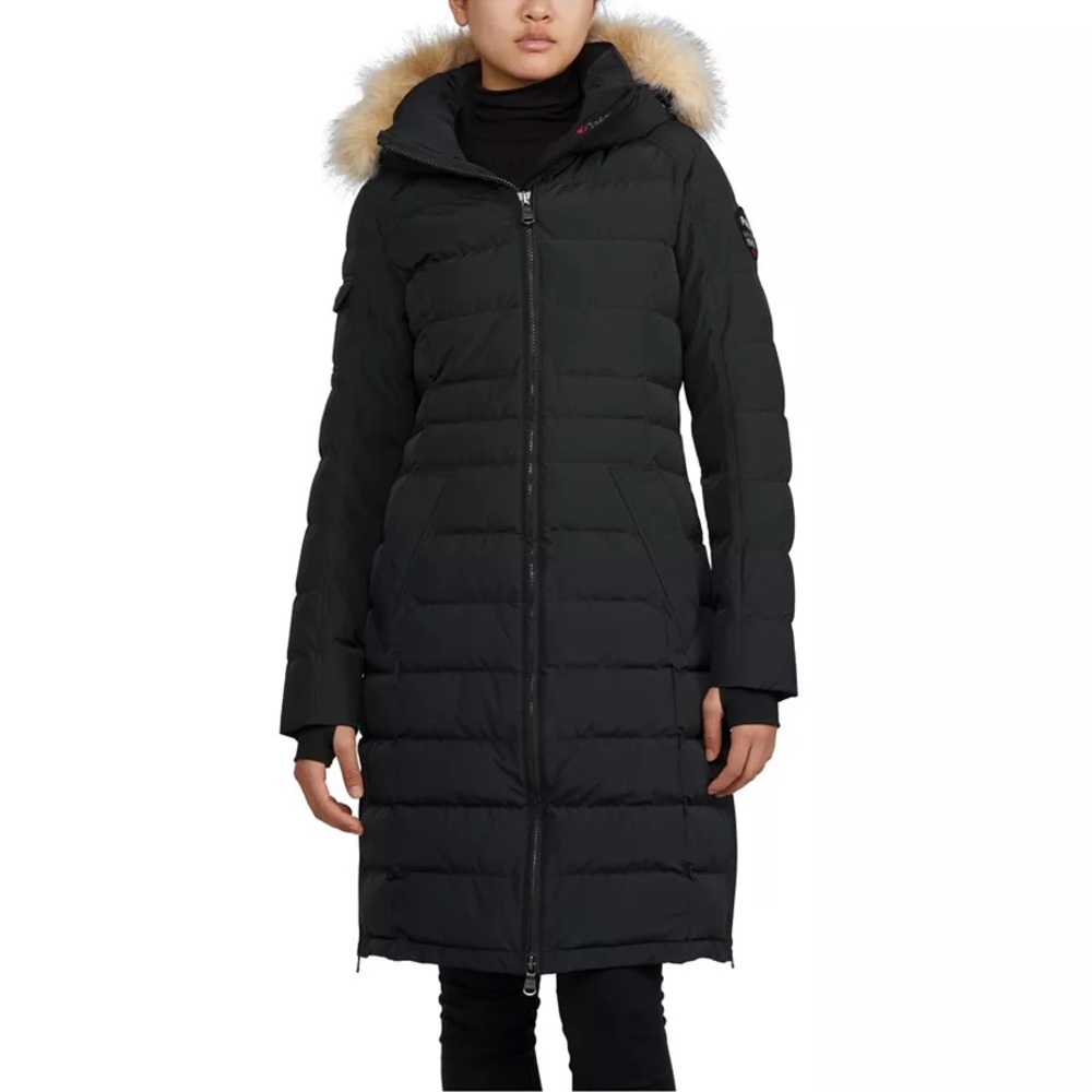 Pajar NWTWomen's  Black Long Puffer Coat with Fur Trim